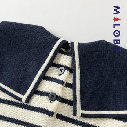 Robe pull style marin enfant fille -marine