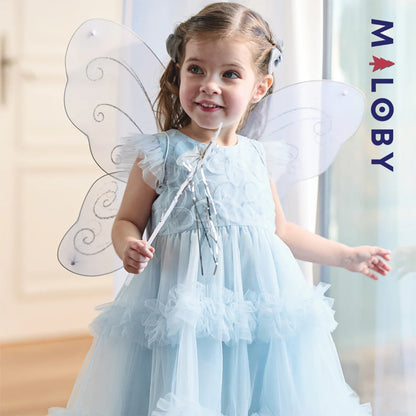 Robe princesse bleue sans manches en tulle respirante pour petites filles
