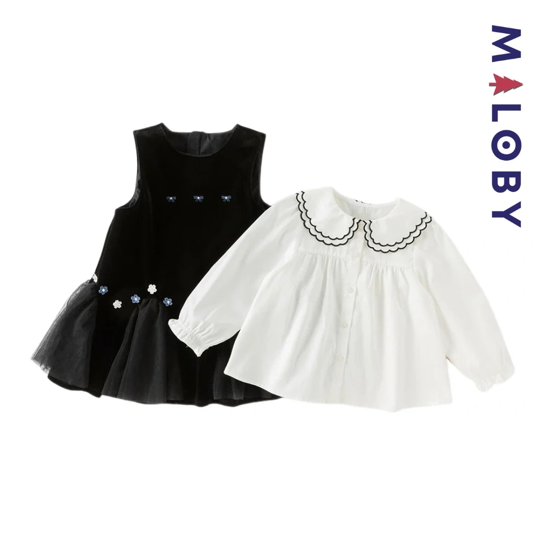 Ensemble cérémonie Robe +chemise enfant fille -Noir -robes et ensembles pour filles, bébés et garcons - MALOBY