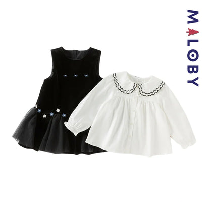 Ensemble cérémonie Robe +chemise enfant fille -Noir -robes et ensembles pour filles, bébés et garcons - MALOBY