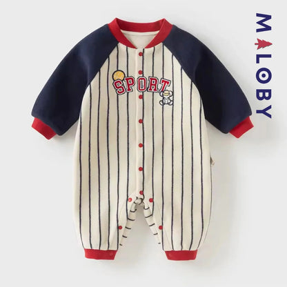 Combinaison longue en molleton enfant garçon - rayée