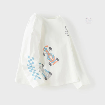 T-shirt en pur coton motif graphique enfant garçon bleu et blanc - MALOBY