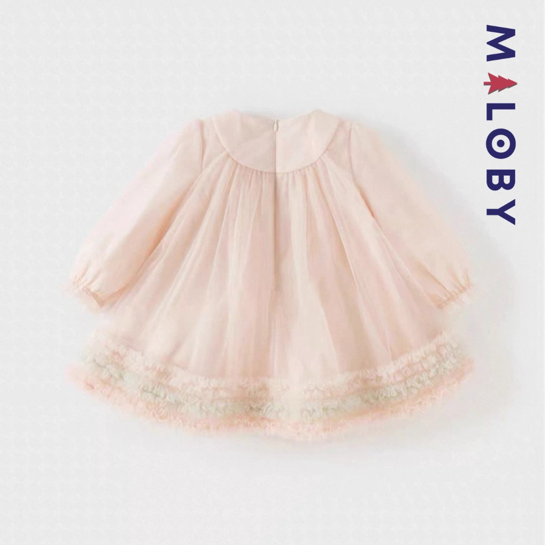 Robe de Cérémonie Cœurs & Volants enfant fille -Rose