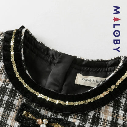 Robe cérémonie  bi-matière enfant fille - noir