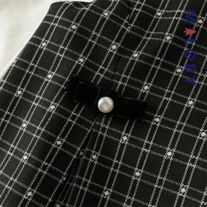 Robe à carreaux effet 2 en 1 enfant fille- noir/blanc