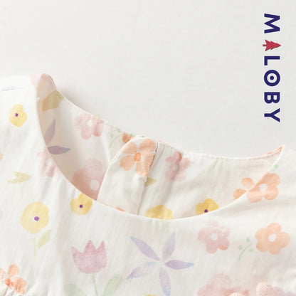 Ensemble fleuri blouse & legging enfant fille- Rose