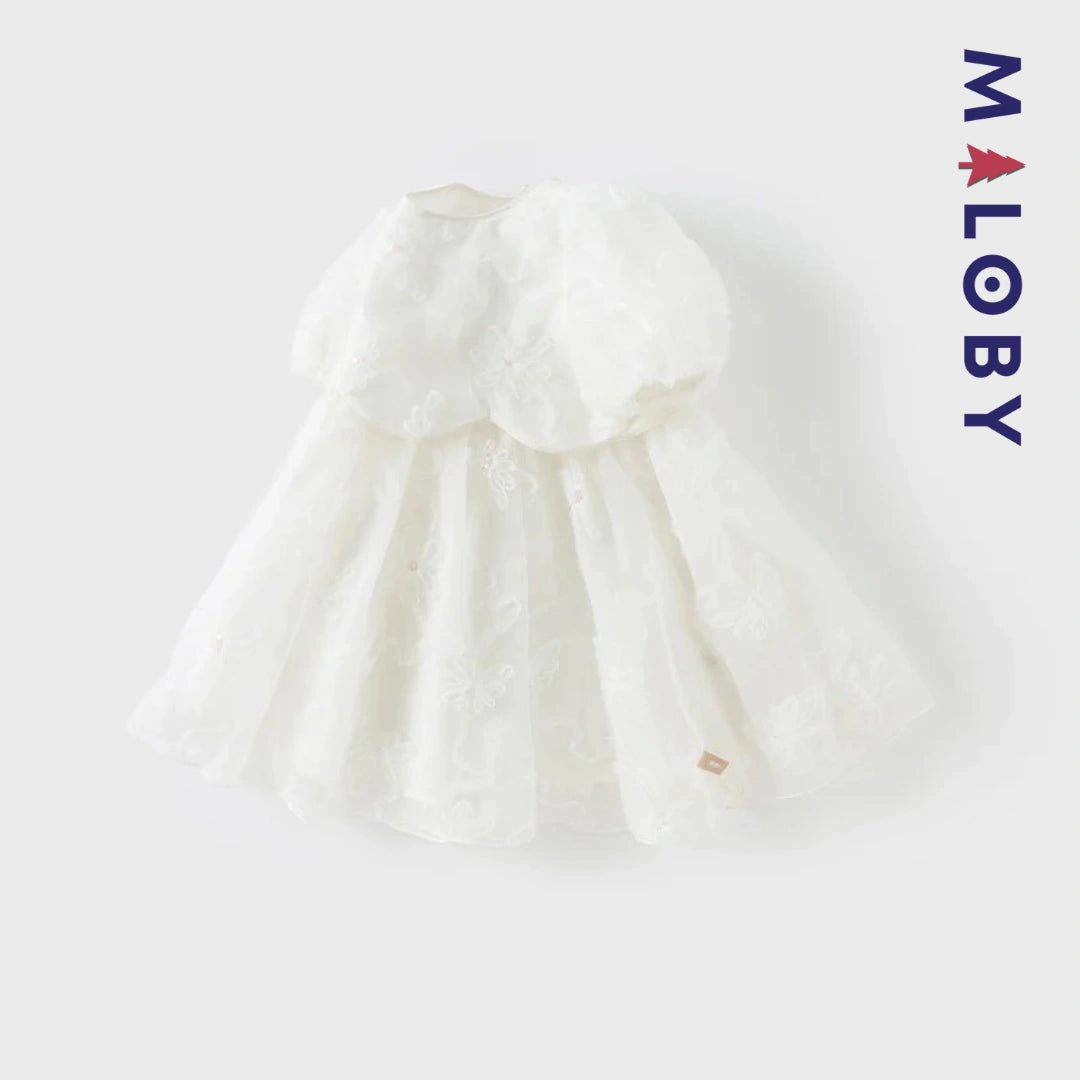 Robe cérémonie effet 2 en 1 -Blanc -robes et ensembles pour filles, bébés et garcons - MALOBY