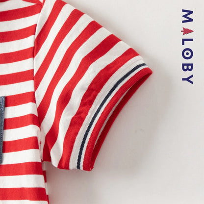 Ensemble 2 Pièces polo+ short en pur coton enfant garçon-Rouge rayé