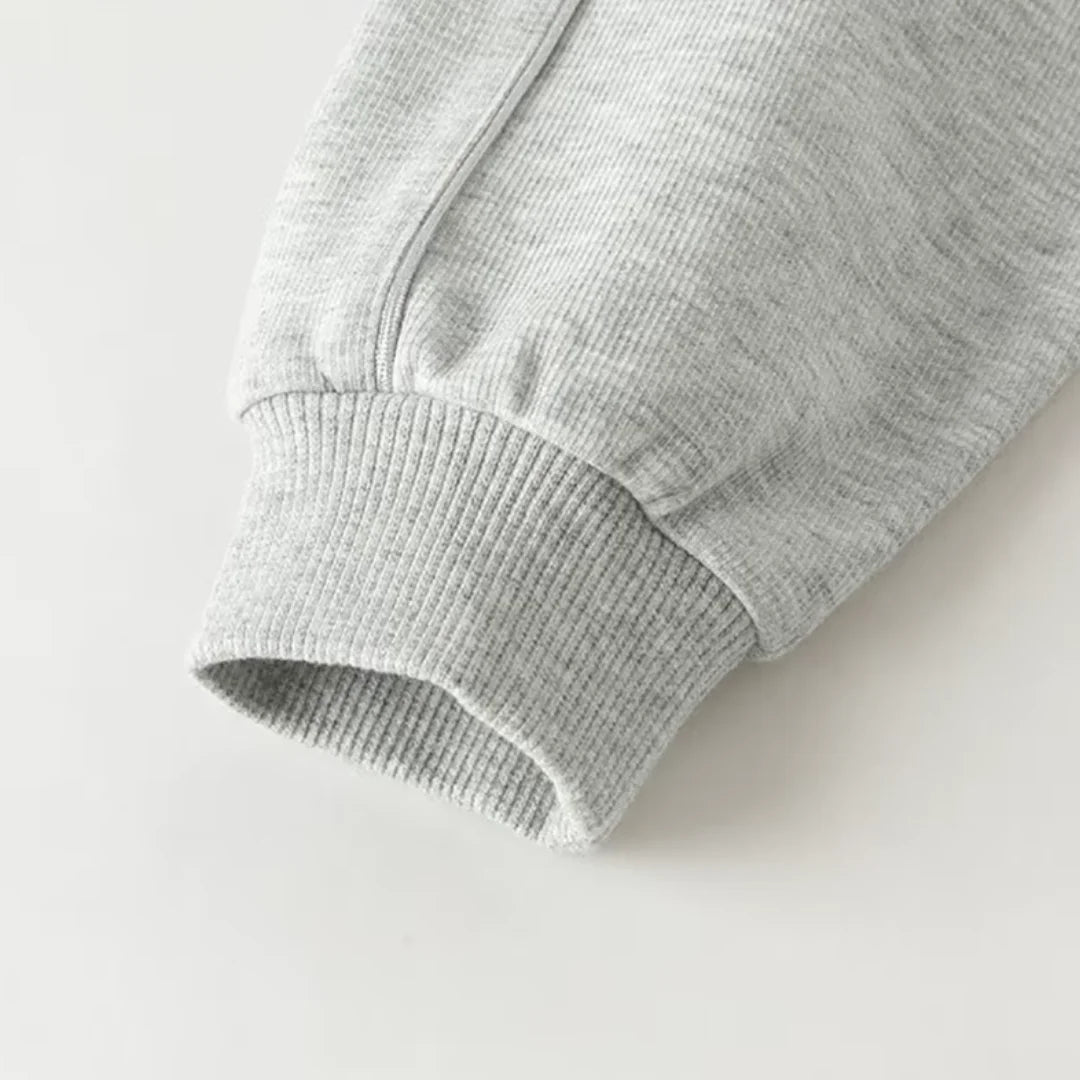 Ensemble sport veste zippée et pantalon évasé enfant fille- Gris chiné