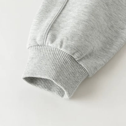 Ensemble sport veste zippée et pantalon évasé enfant fille- Gris chiné