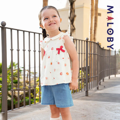 Ensemble été 2 pièces Tunique+Short en pur coton enfant fille- Imprimé