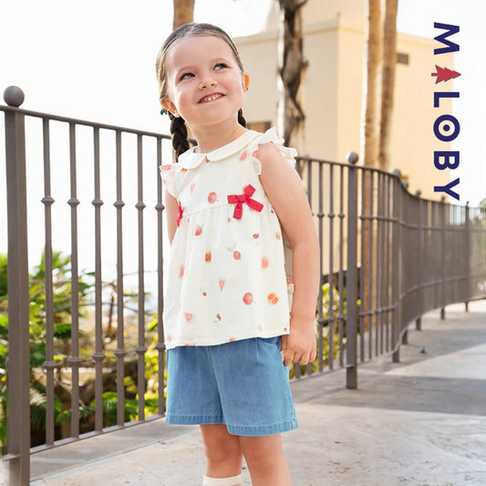Ensemble été 2 pièces Tunique+Short en pur coton enfant fille- Imprimé