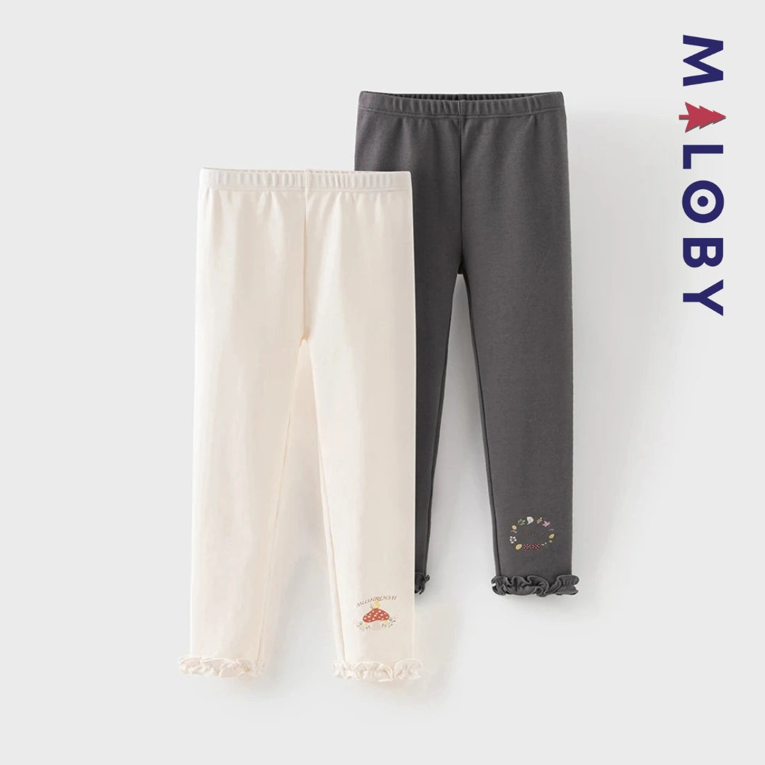 Legging à volants enfant fille - blanc/gris -robes et ensembles pour filles, bébés et garcons - MALOBY
