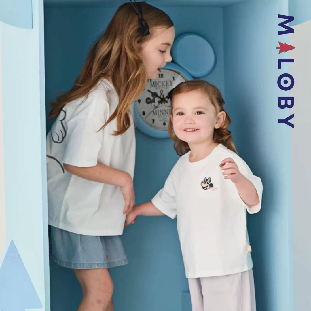 T-shirts antibactériens et anti-acariens motif Disney enfant fille- Blanc