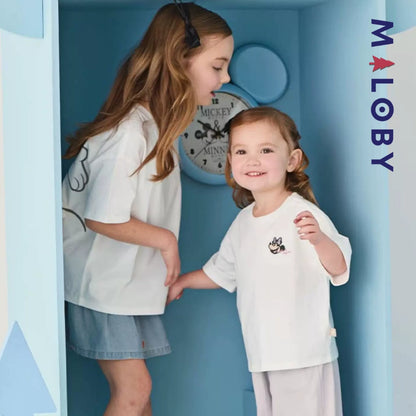 T-shirts antibactériens et anti-acariens motif Disney enfant fille- Blanc