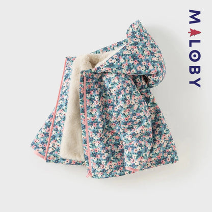 Parka imperméable doublée polaire enfant fille- Floral