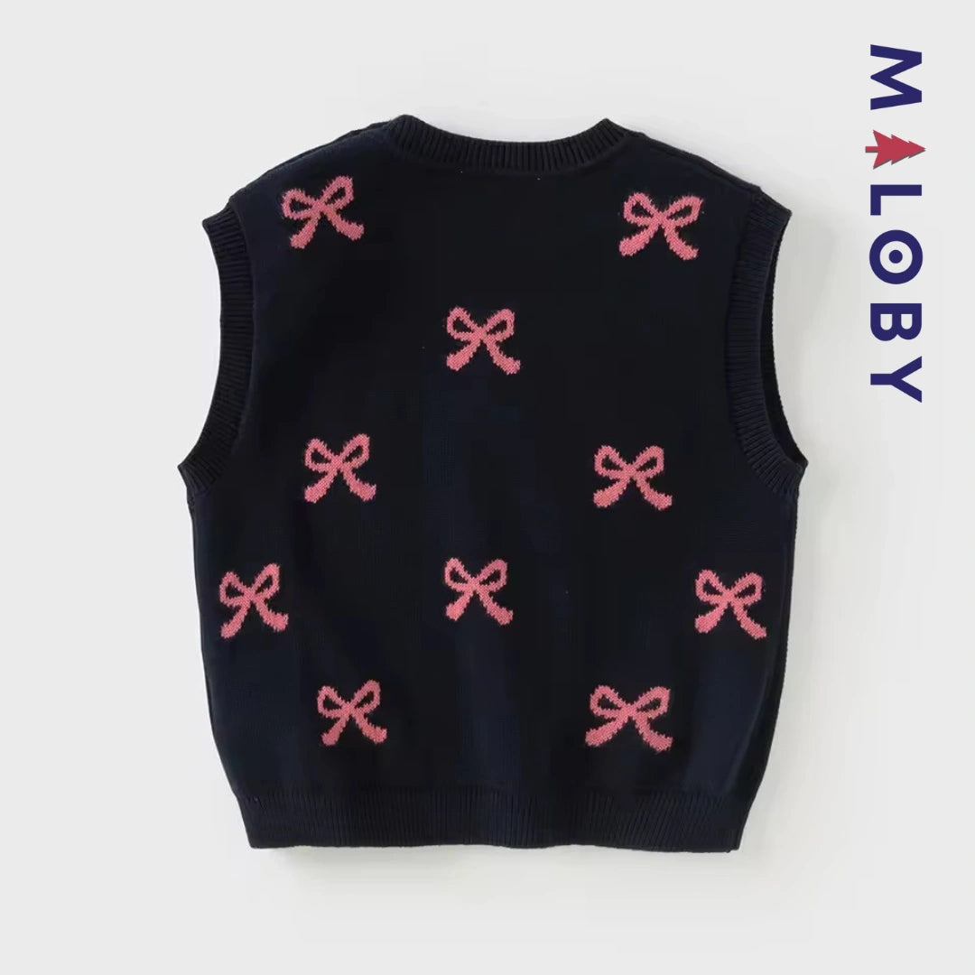 Pull en maille sans manches enfant fille -Marine -robes et ensembles pour filles, bébés et garcons - MALOBY