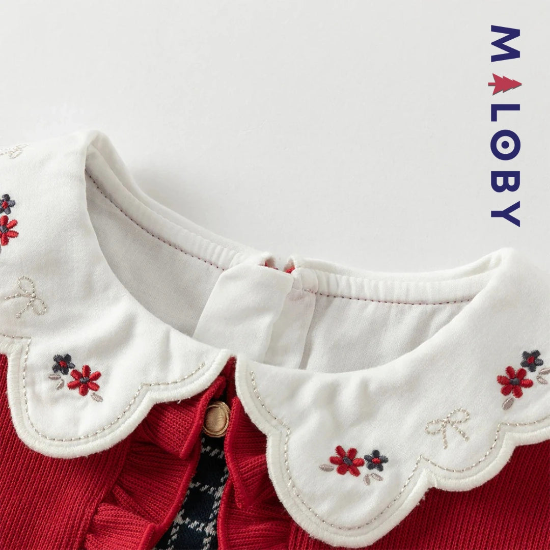 Robe à carreaux  avec Boléro intégré- rouge