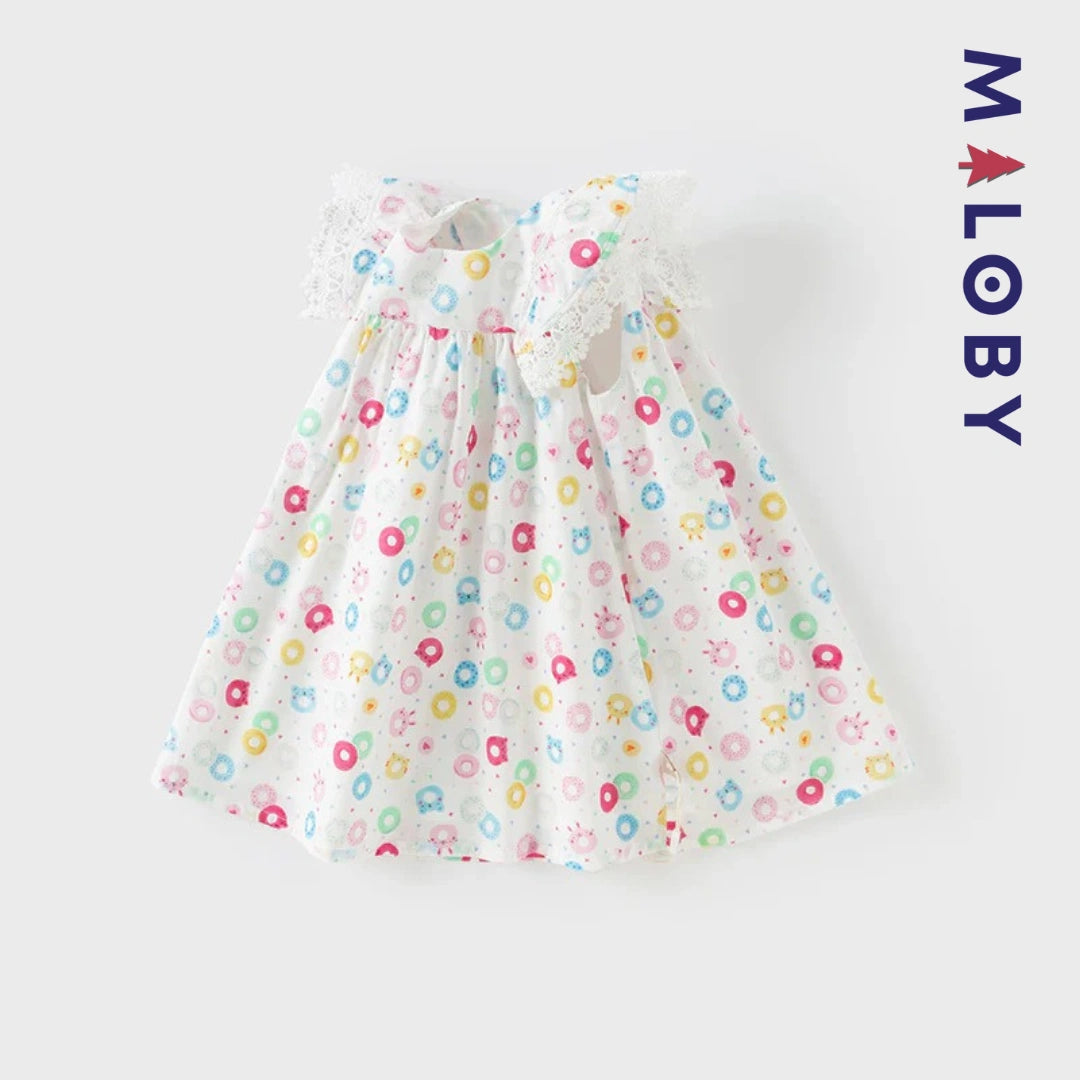 Robe d'été imprimée enfant fille -blanc imprimé -robes et ensembles pour filles, bébés et garcons - MALOBY