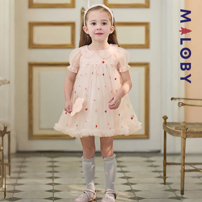 Ensemble Robe+sac pour cérémonie enfant fille- Rose
