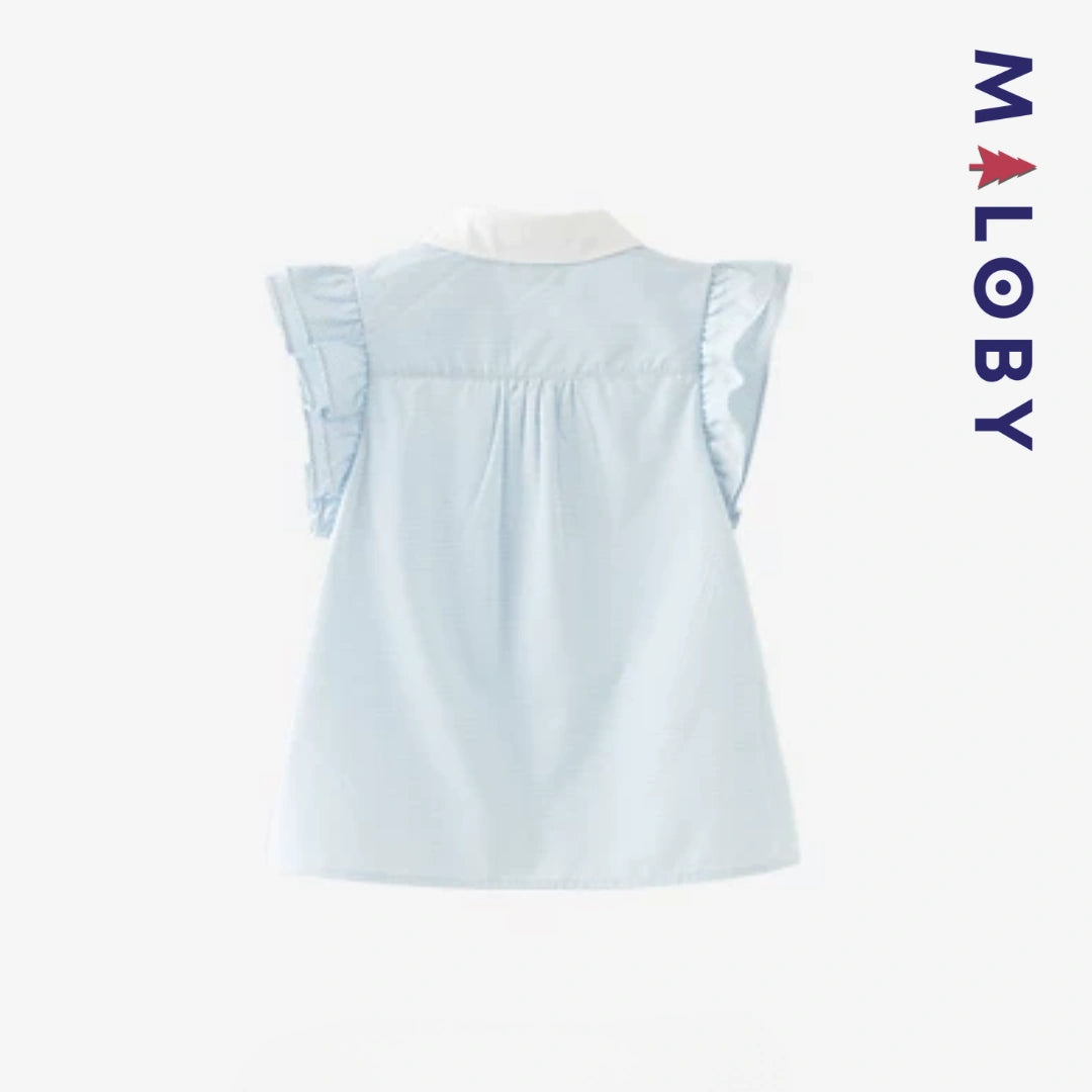 Chemise été à nœud enfant fille- Blanc/Bleu