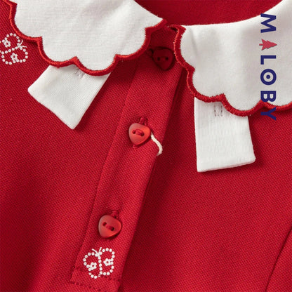 Robe polo motif papillon enfant fille -Rouge -robes et ensembles pour filles, bébés et garcons - MALOBY