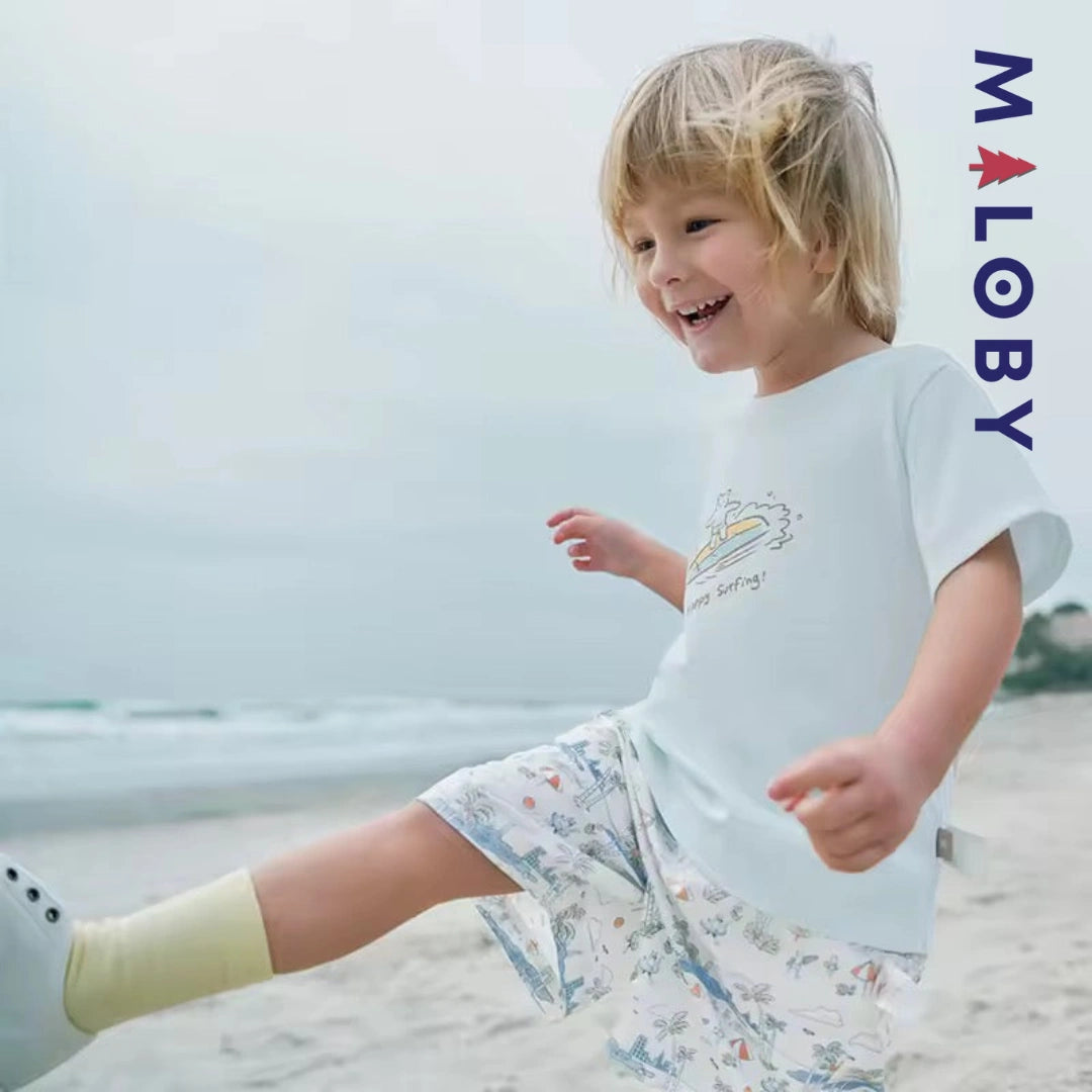 Ensemble Eté 2 Pièces t-shirt+short enfant garçon -Bleu ciel