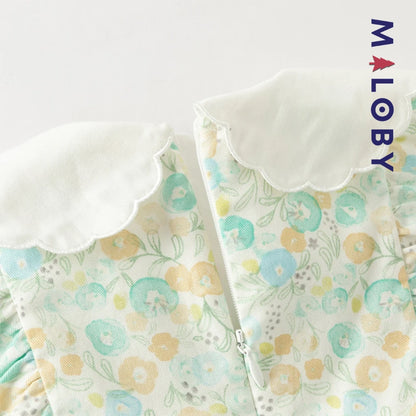 Robe Fleurie à col brodé avec mini sac chat enfant fille -Floral