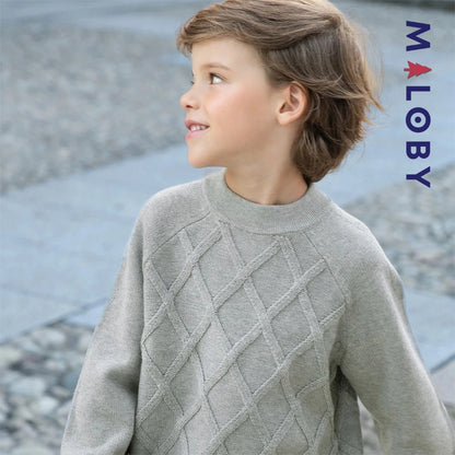 Pull en maille enfant garçon- Bleu/gris