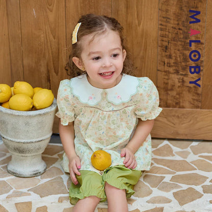 Ensemble floral 2 pièces Tunique+Short enfant fille- Vert