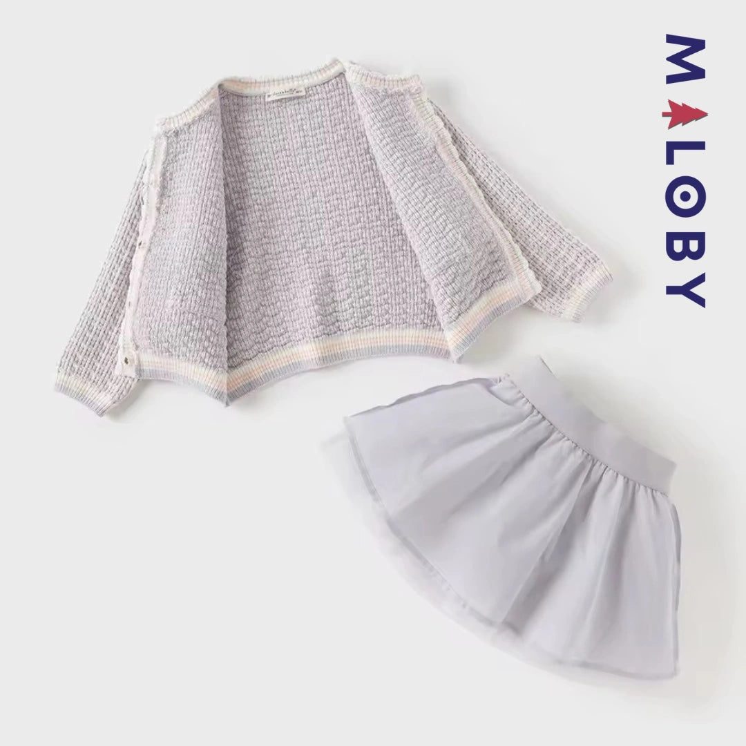 Ensemble style chanel jupe + Cardigan -Violet