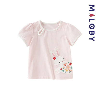 T-shirt d'Eté motif fantaisie enfant fille -Rose