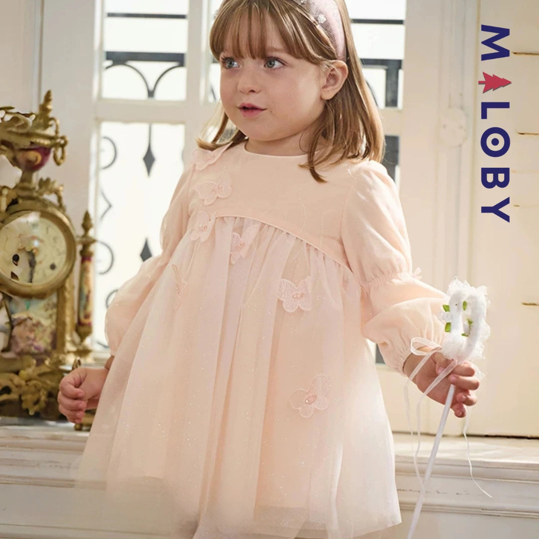 Robe de fête en voile enfant fille - Rose pâle -robes et ensembles pour filles, bébés et garcons - MALOBY