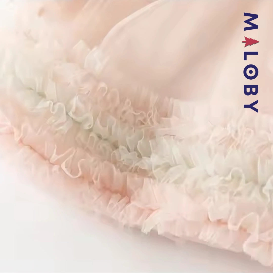Robe de Cérémonie Cœurs & Volants enfant fille -Rose