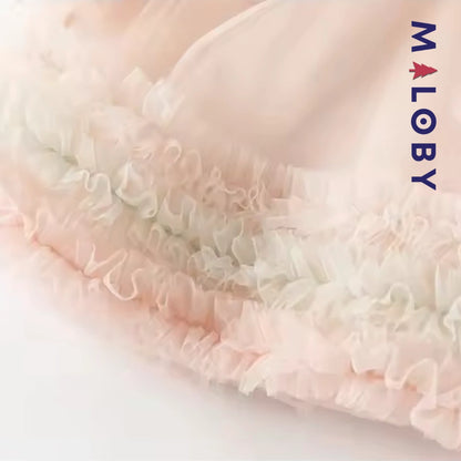 Robe de Cérémonie Cœurs & Volants enfant fille -Rose