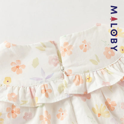 Ensemble fleuri blouse & legging enfant fille- Rose