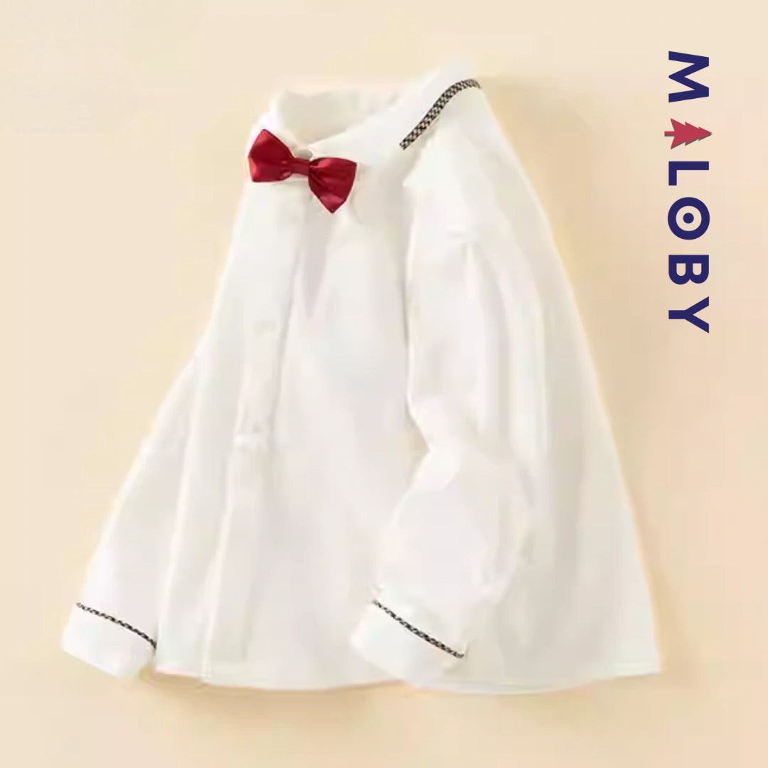 Ensemble 3 pièces chemise +nœud+ cardigan enfant garçon- rouge/blanc -robes et ensembles pour filles, bébés et garcons - MALOBY