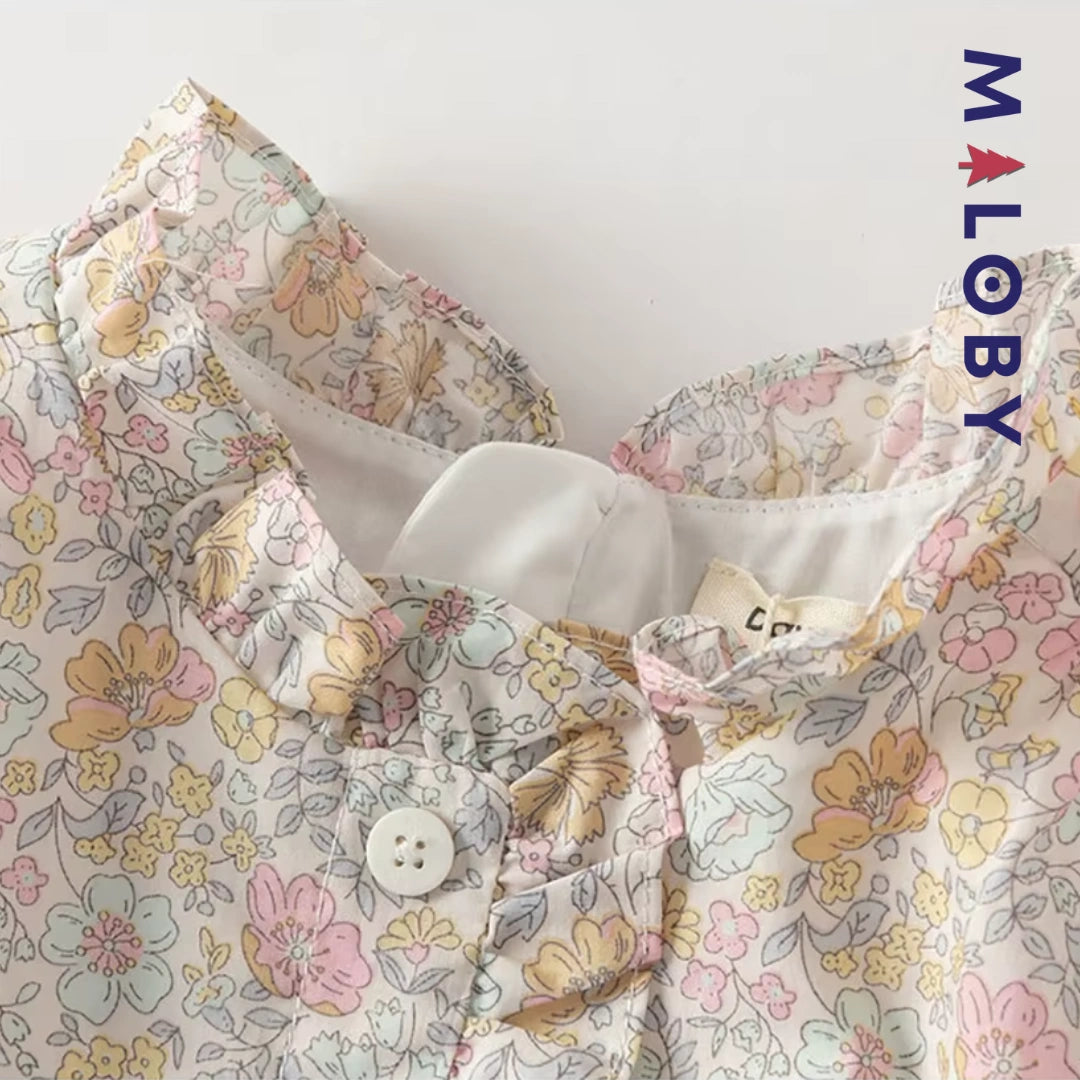 Robe fleurie manches longues enfant fille -Floral