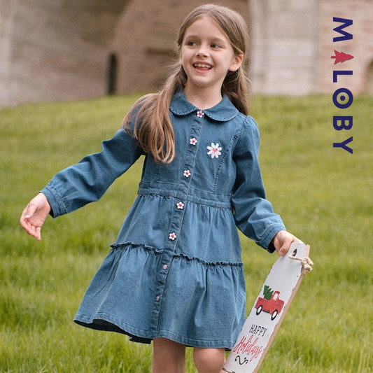 Robe en Jean manches longues enfant fille - bleu denim
