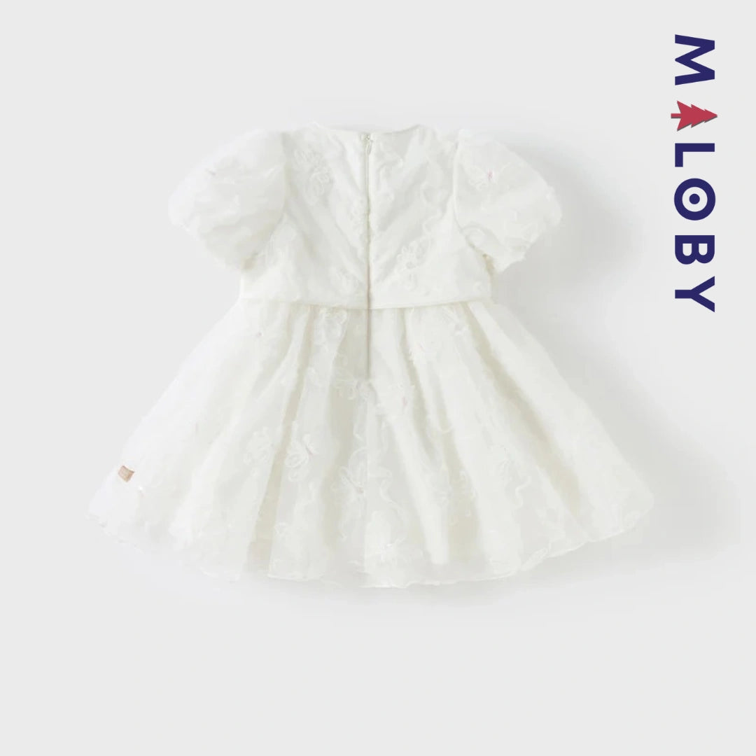 Robe cérémonie effet 2 en 1 -Blanc -robes et ensembles pour filles, bébés et garcons - MALOBY