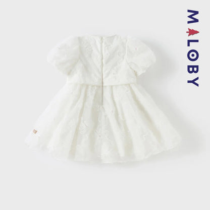 Robe cérémonie effet 2 en 1 -Blanc -robes et ensembles pour filles, bébés et garcons - MALOBY