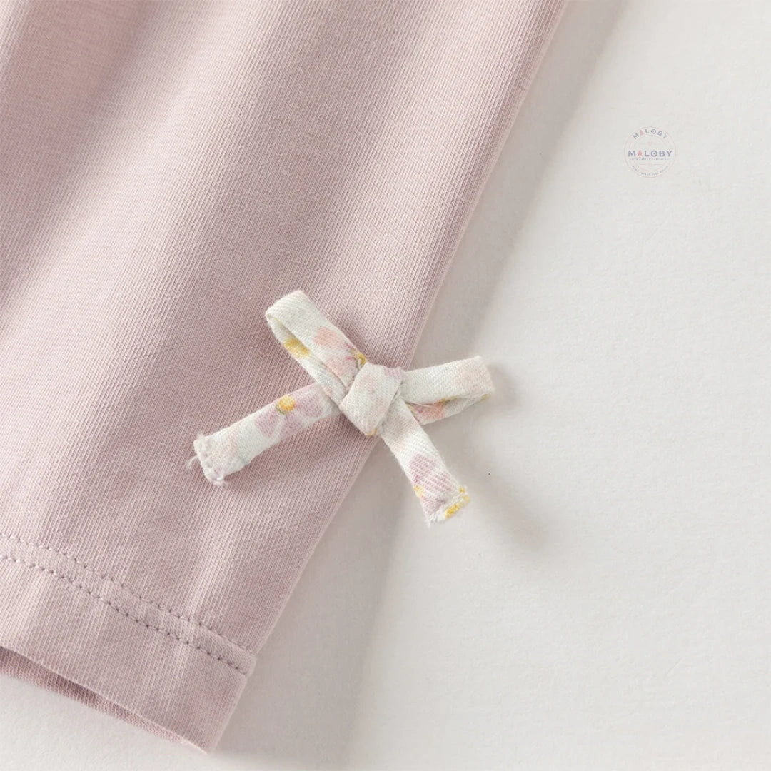 Ensemble fleuri blouse et legging effet 2 en 1 enfant fille rose - MALOBY