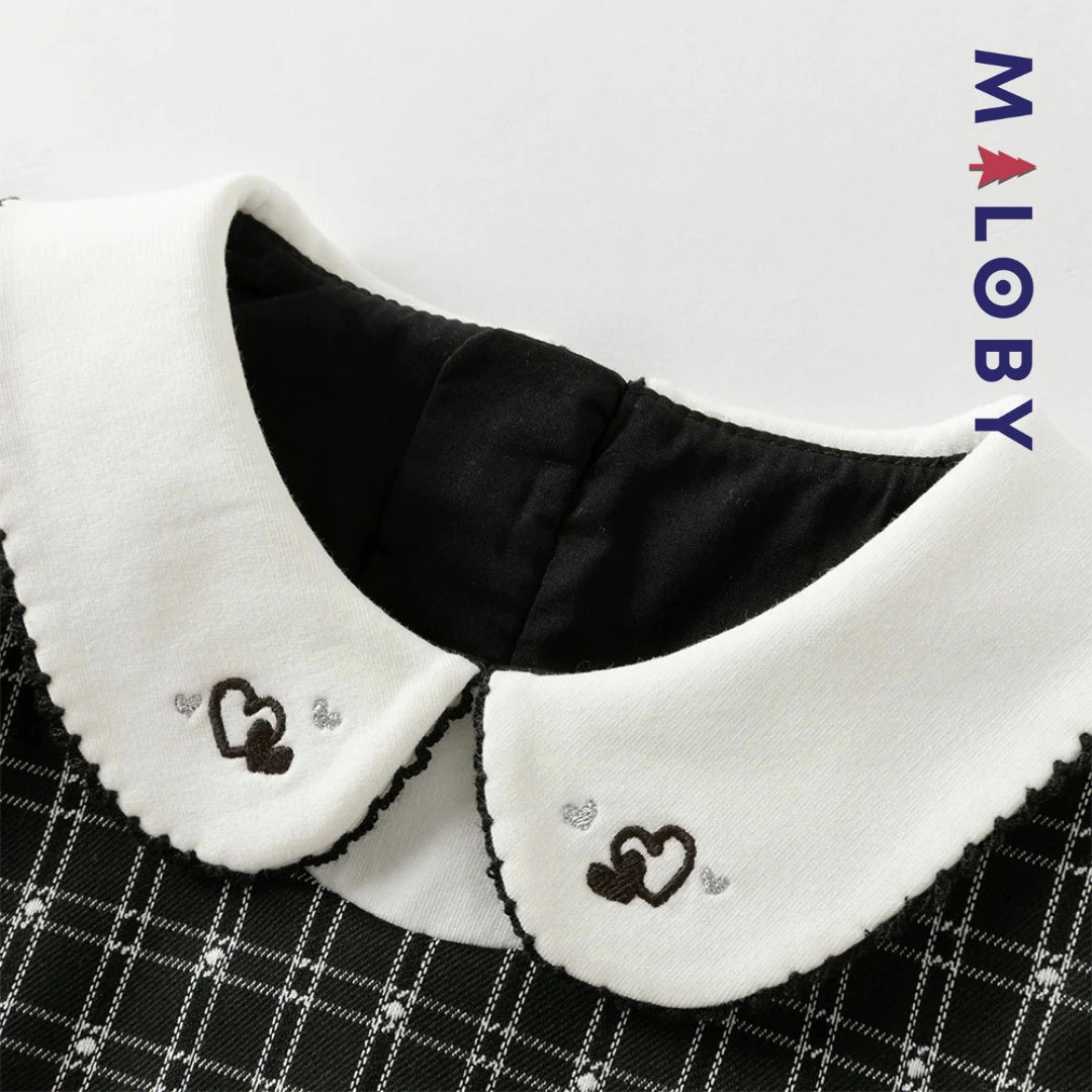 Robe à carreaux effet 2 en 1 enfant fille- noir/blanc