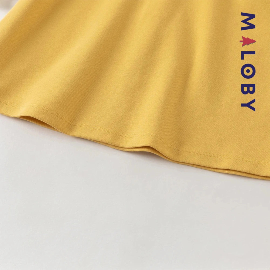 Robe bi-matière effet 2 en 1 enfant fille- Jaune -robes et ensembles pour filles, bébés et garcons - MALOBY