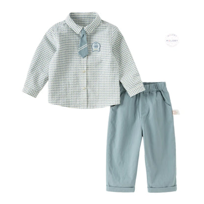 Ensemble 2 pièces chemise et pantalon enfant garçon à carreaux, vêtement enfant maroc - MALOBY