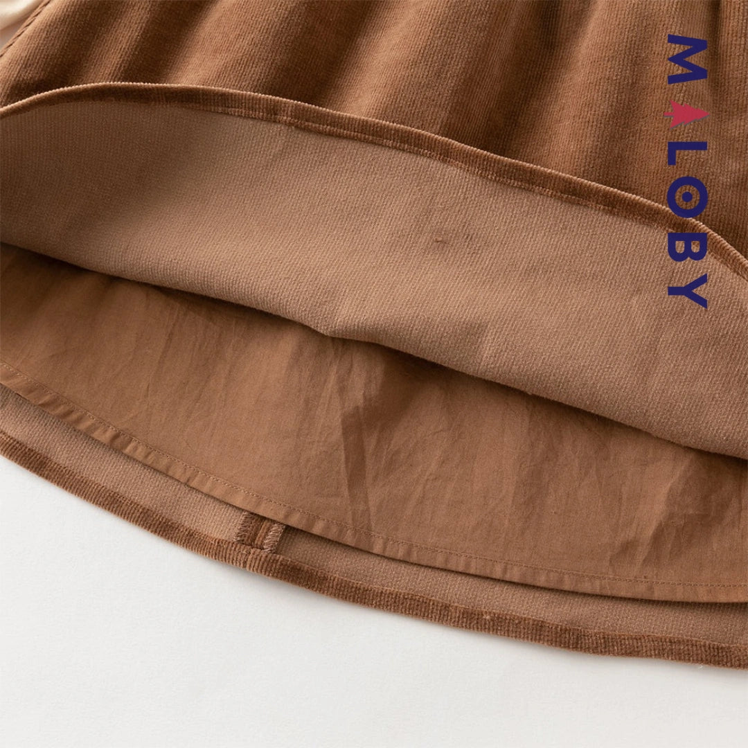 Robe bi-matière effet 2 en 1 enfant fille- marron