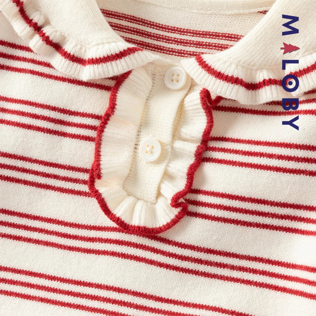 Robe en tricot manches longues enfant fille - Rouge