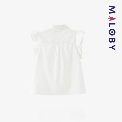Chemise été à nœud enfant fille- Blanc/Bleu