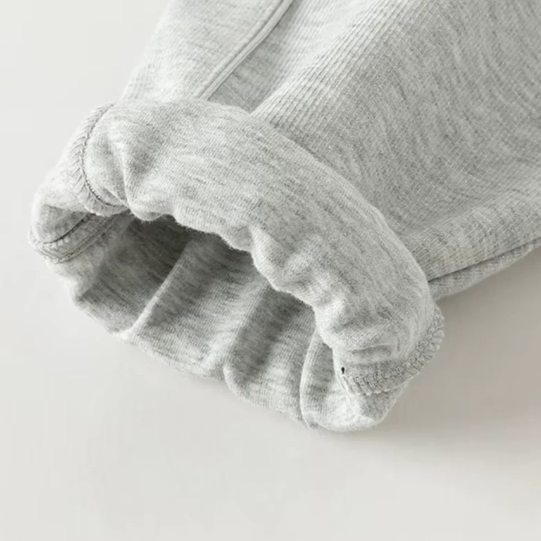 Ensemble sport veste zippée et pantalon évasé enfant fille- Gris chiné