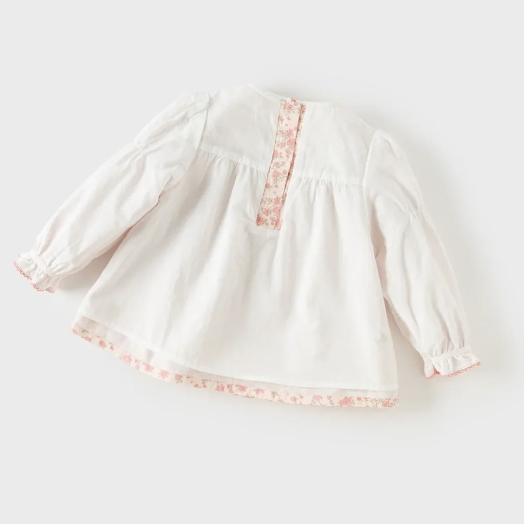 Ensemble Blouse Fleurie et Pantalon Évasé à Volants enfant fille –imprimé fleurs